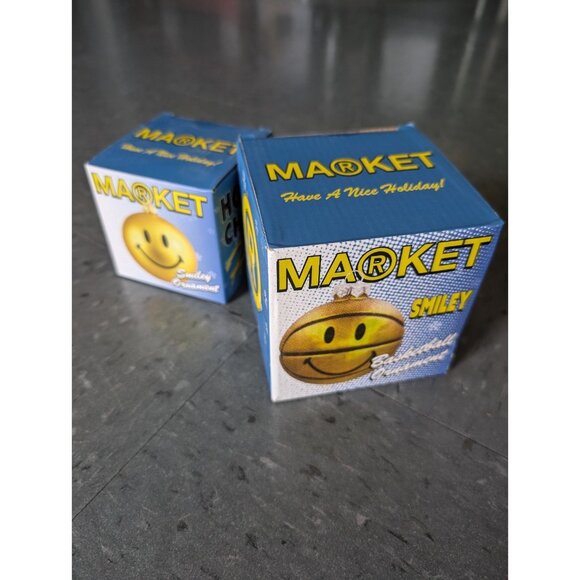 MARKET | Smiley Basketball Ornament and Smiley Ornament NEW IN BOX - Picture 1 of 5